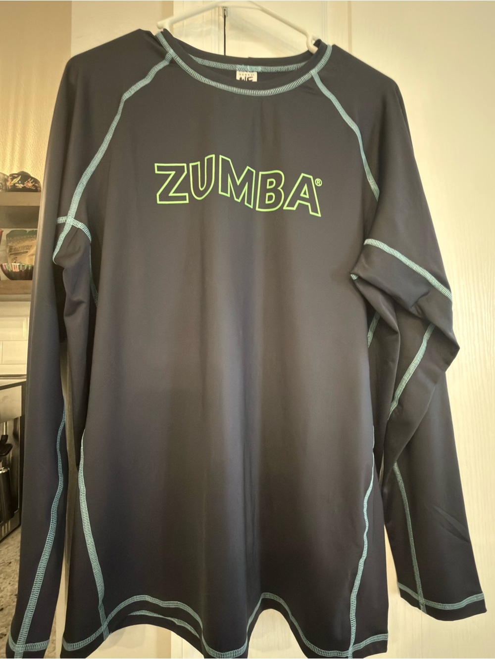 Zumba Fitness Navy Top with Light Teal Stitching